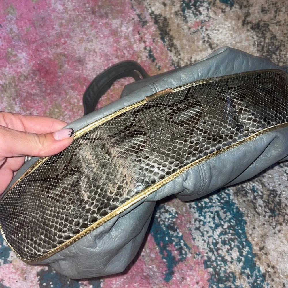 Vintage XL Grey Snakeskin Hobo Bag